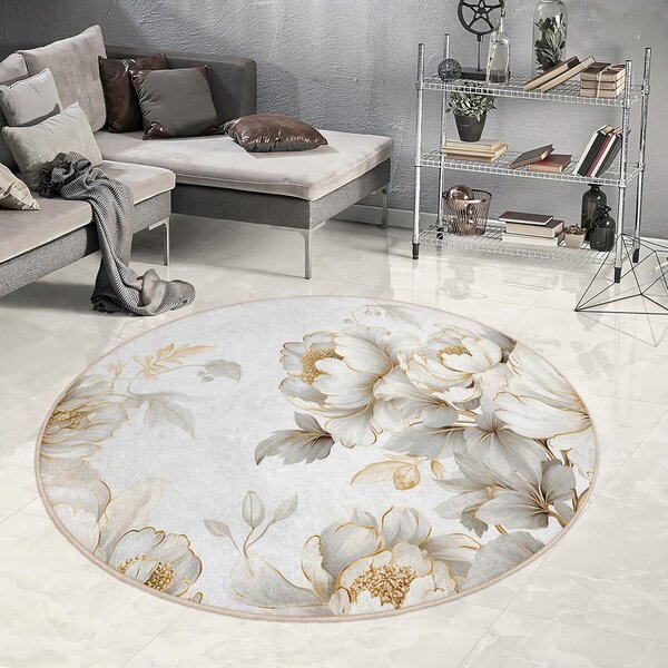 Világosszürke-bézs mosható kerek szőnyeg ø 80 cm Soft and Gentle – Mila Home