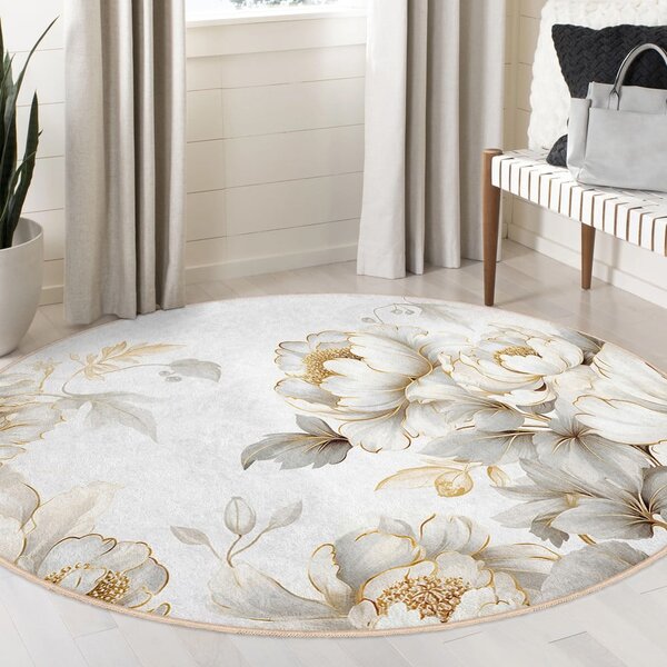 Világosszürke-bézs mosható kerek szőnyeg ø 80 cm Soft and Gentle – Mila Home