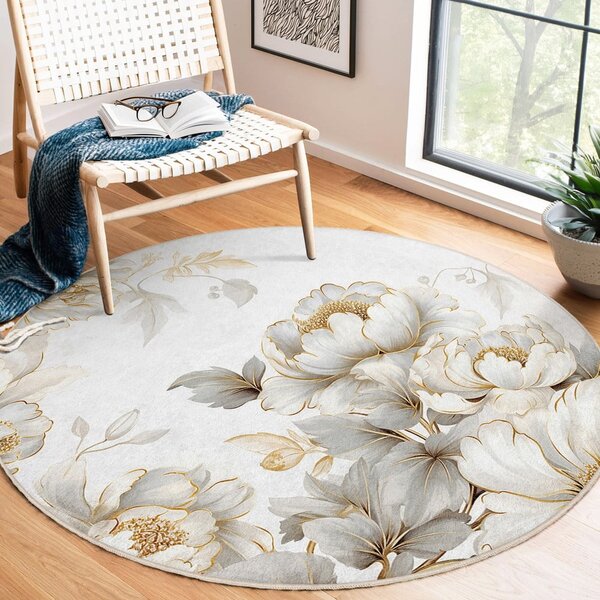 Világosszürke-bézs mosható kerek szőnyeg ø 80 cm Soft and Gentle – Mila Home