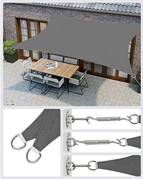 Napvitorla 2x3 m füstszürke