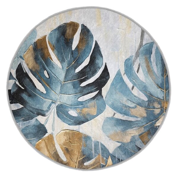 Kék mosható kerek szőnyeg ø 80 cm Golden Leaves – Mila Home