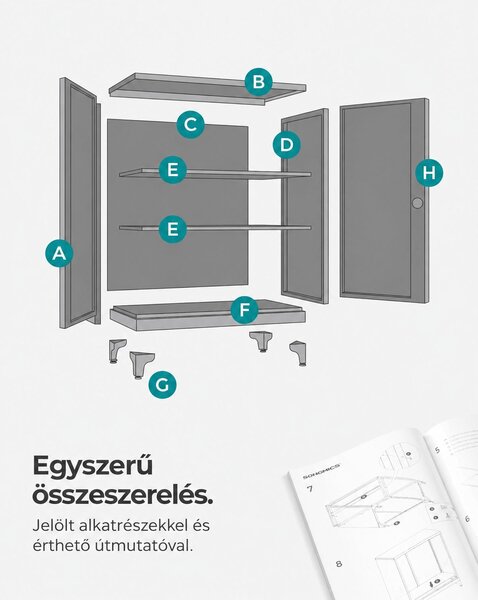 Irattartó szekrény, zárható multifunkciós tárolószekrény,matt szürke