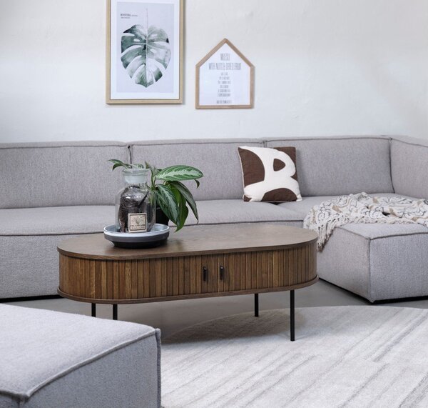 Natúr színű dohányzóasztal tölgyfa dekorral 60x120 cm Nola – Unique Furniture