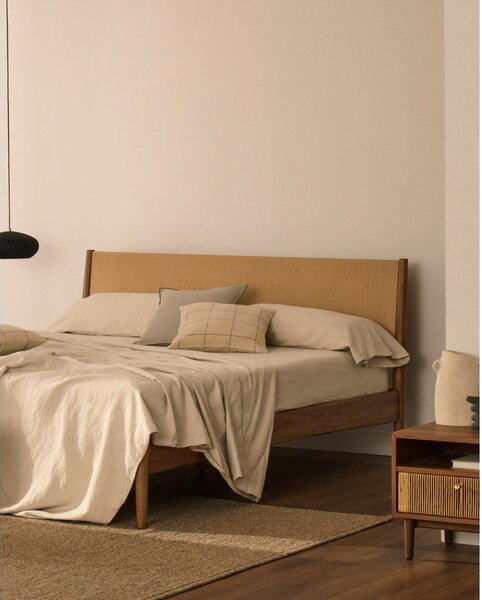Sötétbarna franciaágy ágyráccsal 160x200 cm Elan – Kave Home