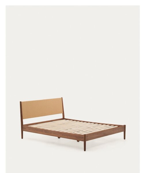 Sötétbarna franciaágy ágyráccsal 160x200 cm Elan – Kave Home