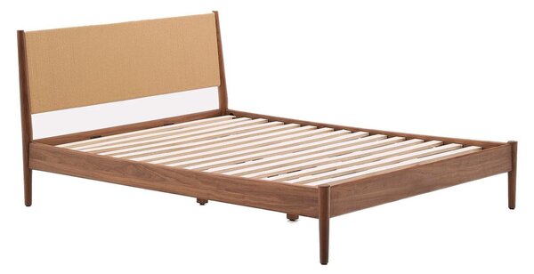 Sötétbarna franciaágy ágyráccsal 160x200 cm Elan – Kave Home