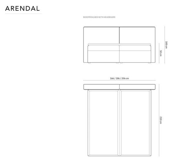 Krémszínű ágyneműtartós boxspring ágy 160x200 cm Arendal – Cosmopolitan Design