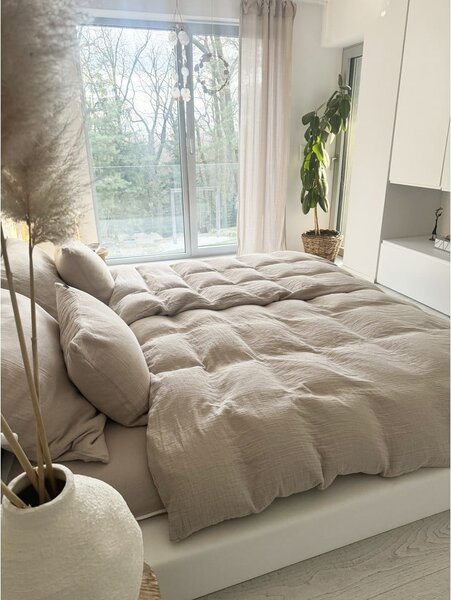 Bézs egyszemélyes muszlin ágyneműhuzat 135x200 cm Plain Muslin – Butter Kings