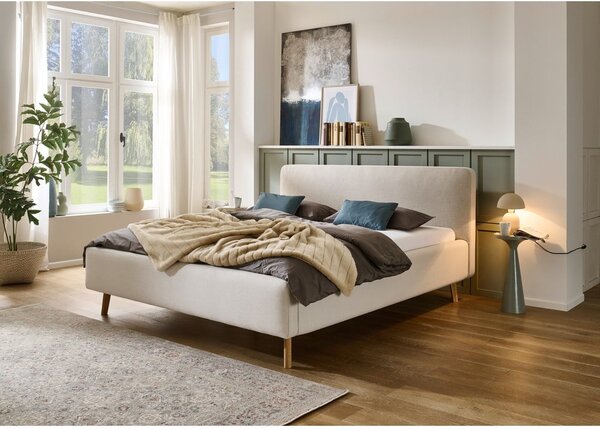 Krémszínű kárpitozott franciaágy ágyrács nélkül 160x200 cm Mattis – Meise Möbel