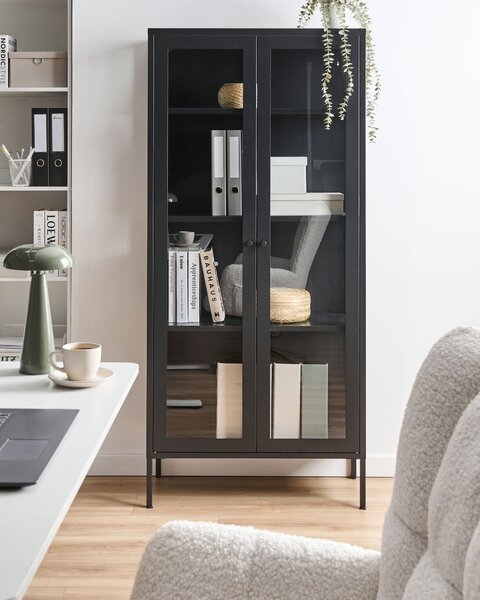 Üveges vitrin HARTY Fém 80 cm Fekete