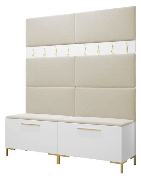 Előszoba garnitúra Nomal II, 196x168x46cm, Fehér, Kárpit, Laminált forgácslap