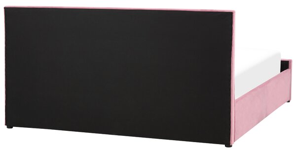 Ágyneműtartós ágy Bársony ROCHEFORT 180 x 200 cm Rózsaszín