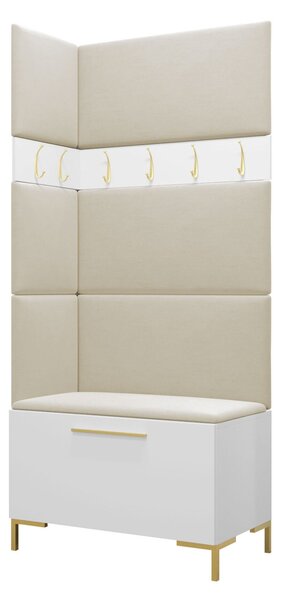 Előszoba garnitúra Nomal IV, 196x84x46cm, Fehér, Kárpit, Laminált forgácslap