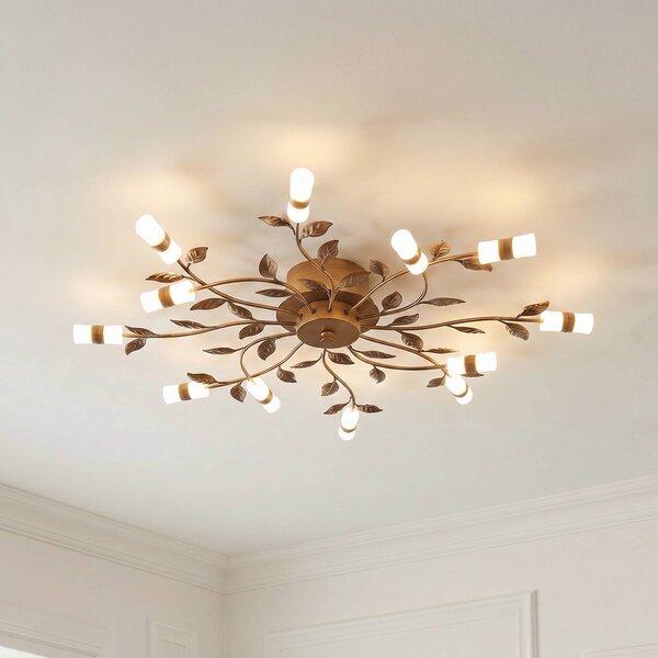 Lindby LED mennyezeti lámpa Bentas, bronz, fém, Ø 80cm, Bronz / antik sárgaréz, Nappali / Étkező, fém, Firenzei