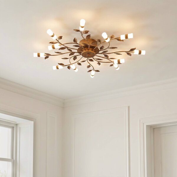 Lindby LED mennyezeti lámpa Bentas, bronz, fém, Ø 80cm, Bronz / antik sárgaréz, Nappali / Étkező, fém, Firenzei