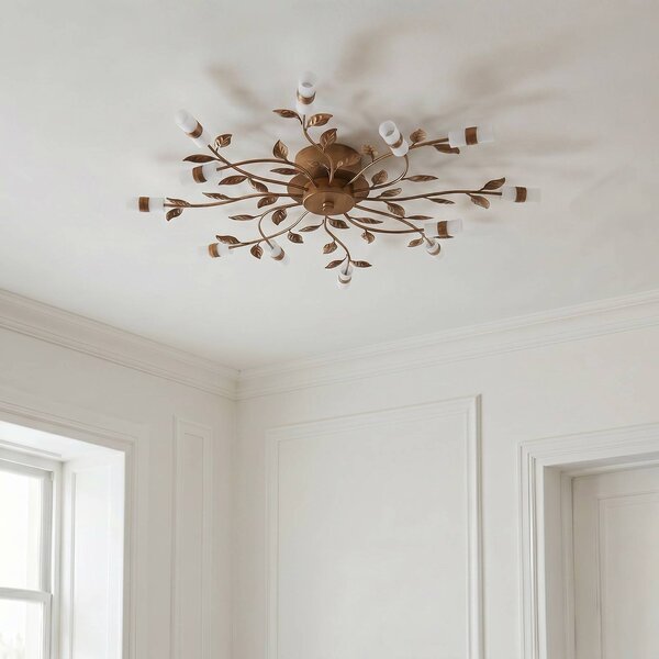 Lindby LED mennyezeti lámpa Bentas, bronz, fém, Ø 80cm, Bronz / antik sárgaréz, Nappali / Étkező, fém, Firenzei