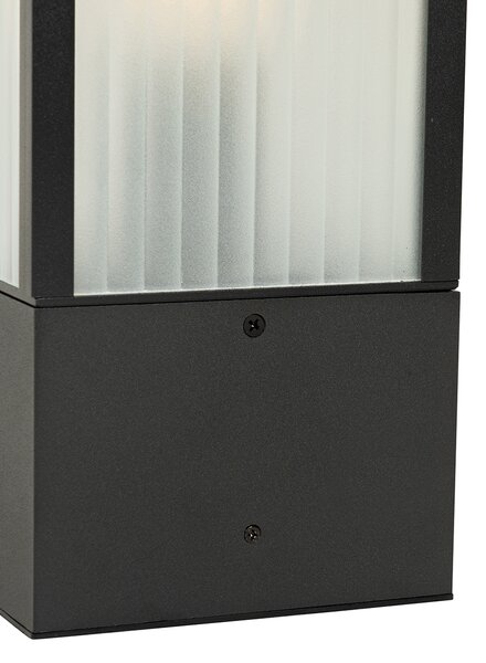 Okos kültéri állólámpa fekete, bordázott üveggel 40 cm, WiFi A60-nal - Charlois