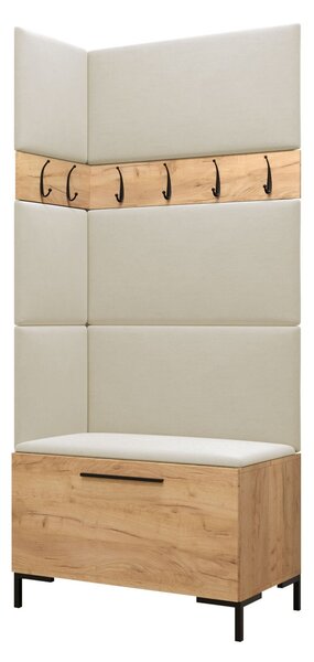 Előszoba garnitúra Nomal IV, 196x84x46cm, Craft tölgy, Kárpit, Laminált forgácslap