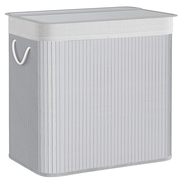 Bambusz kosár szennyestartó 3 rekeszes 3x50L, szürke