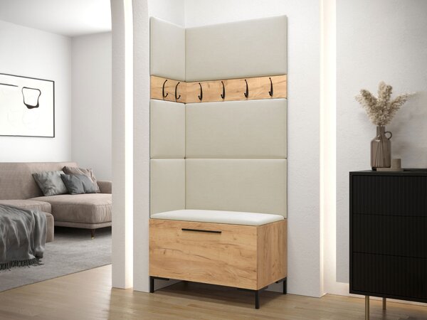 Előszoba garnitúra Nomal IV, 196x84x46cm, Craft tölgy, Kárpit, Laminált forgácslap