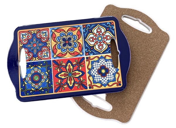 Mediterrán Mosaico színes vágódeszka – 22 × 14 cm