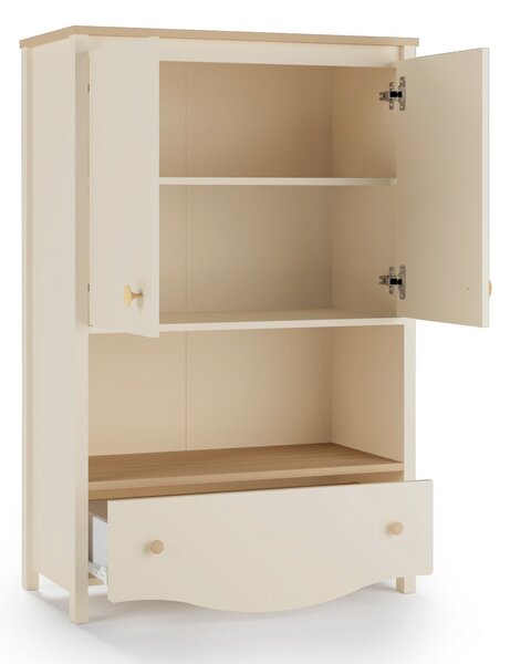 Könyvespolc Velferi 121, Ajtókkal, Zárt, Fiókokkal, Laminált forgácslap, 131x85x41cm, Bézs, Tölgy