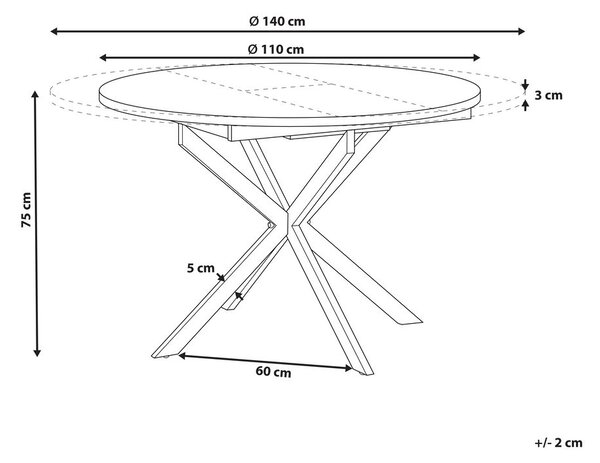 Kihúzható étkezőasztal FRIONA Sötétbarna 110/140 cm 110 cm