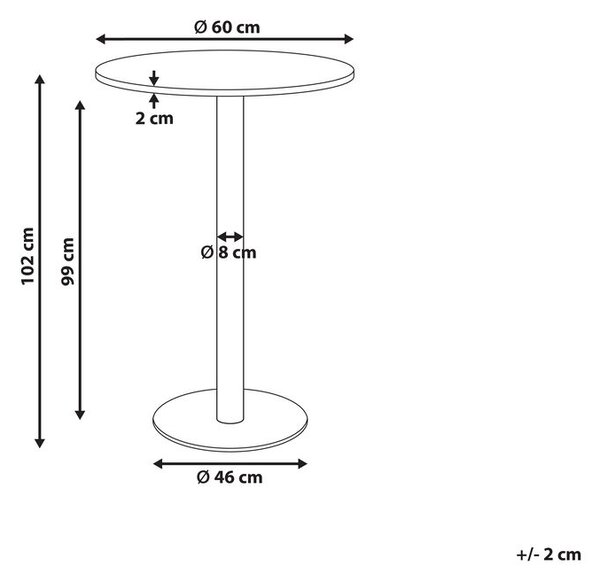 Bárasztal MORELLA Világosbarna/fehér 60 cm 60 cm