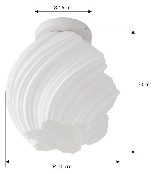 Lindby Nuvia mennyezeti világítás, magasság 32 cm, fehér, 3D nyomtatás, dimmelhető, Fehér / opál, Nappali / Étkező, Modern