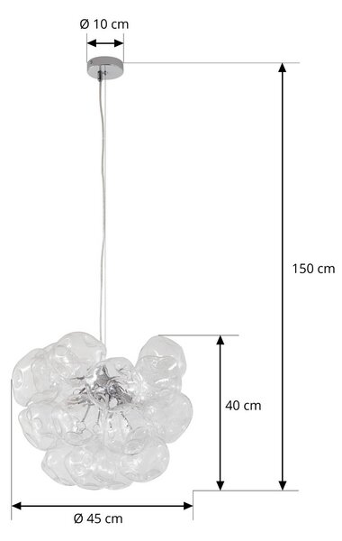 Lucande Diborah lógó világítás, átlátszó, Ø 43 cm, üveg, G9, dimmelhető, Tiszta / átlátszó, Nappali / Étkező, Üveg, Dizájn