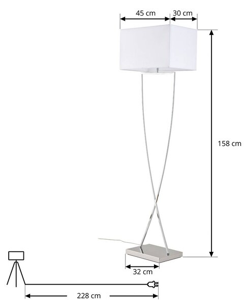 Lucande állólámpa Evaine, króm/fehér, fém, 157 cm, E27, Fehér / opál, Nappali / Étkező, fém, Modern