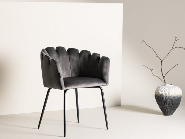 Szék Dallas 134, 77x61x54cm, Szürke, Fekete