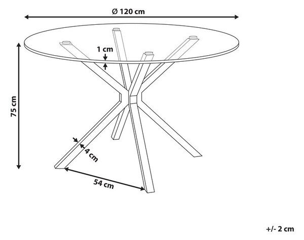 Étkezőasztal MESTON Fekete 120 cm 120 cm Edzett üveg