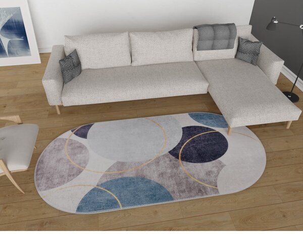 Kék-szürke mosható szőnyeg 60x100 cm Oval – Vitaus