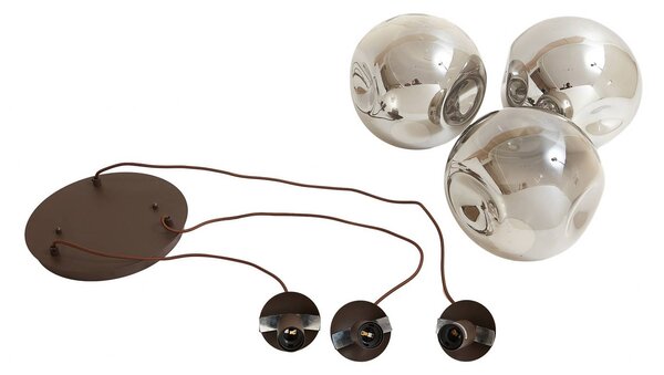 Lindby Valentina függőlámpa, E27, Ø 49 cm, füstös szürke, üveg, dimmelhető, Alu / szürke / cink, Nappali / Étkező, Üveg, Dizájn