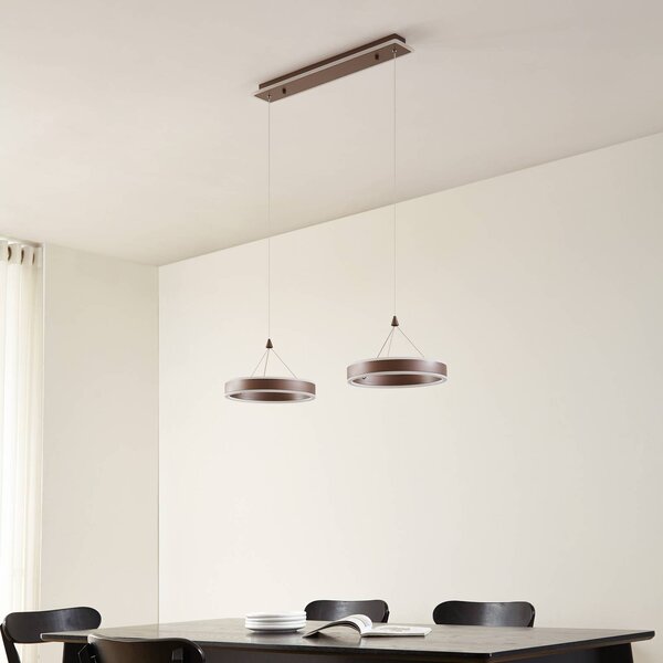 Lucande LED lógó világítás Kolo, 86 cm, 2 izzós, barna, dimmelhető, dimmelhető, Barna / rozsda, Nappali / Étkező, Műanyag, Modern
