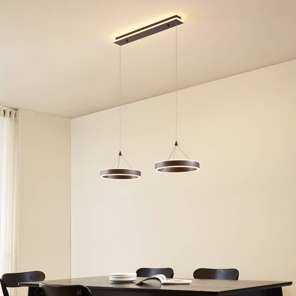 Lucande LED lógó világítás Kolo, 86 cm, 2 izzós, barna, dimmelhető, dimmelhető, Barna / rozsda, Nappali / Étkező, Műanyag, Modern
