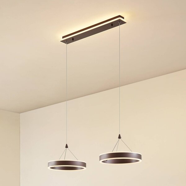 Lucande LED lógó világítás Kolo, 86 cm, 2 izzós, barna, dimmelhető, dimmelhető, Barna / rozsda, Nappali / Étkező, Műanyag, Modern