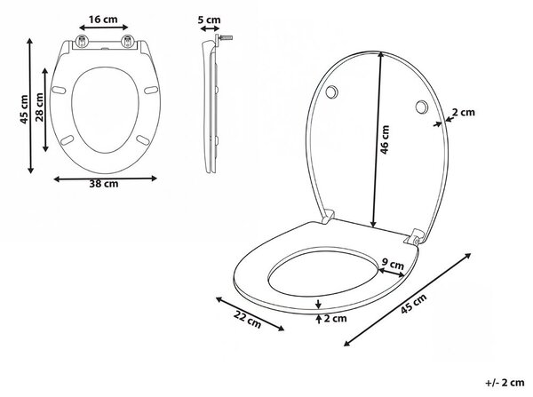 WC ülőke PUTUMAYO Vékony Lassú záródású Duroplast Fekete