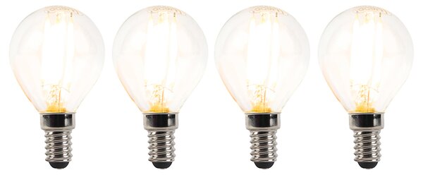 4 db E14-es szabályozható LED izzó készlet P45 átlátszó 3W 250lm 2700K