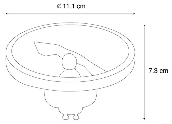 GU10 szabályozható LED izzó AR111 fehér 11W 810lm 2700K