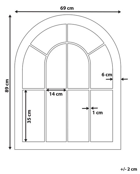 Falitükör EMBRY 69 cm 89 cm Fém Fekete