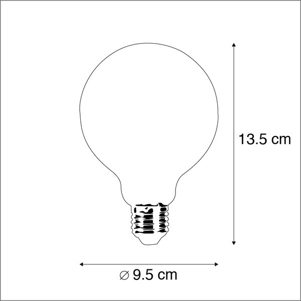 5 db E27 szabályozható LED izzó G95 5W 470lm 2700K