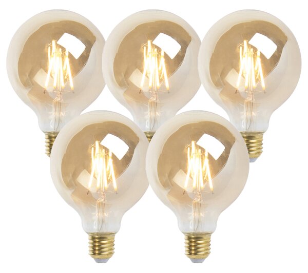 5 db E27-es szabályozható LED izzó G95 arany 5W 380lm 2200K készlet