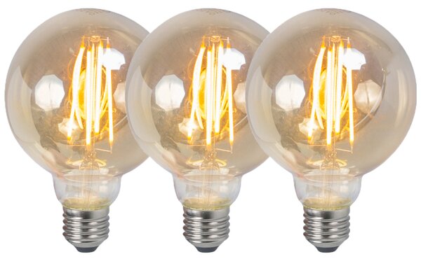 3 db-os készlet E27 szabályozható LED izzó G95 füstös 5W 380lm 2200K