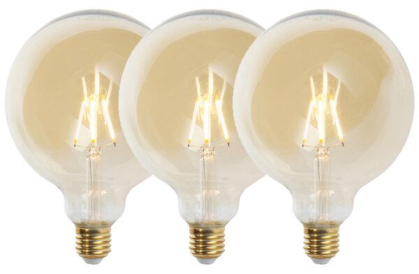 3 db E27-es szabályozható LED izzó G125 arany 5W 450lm 2200K készlet