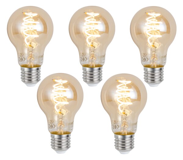 5 darabos intelligens E27 dimmelhető LED izzókészlet A60 borostyánsárga 4,9W 320 lm 2500K Zigbee