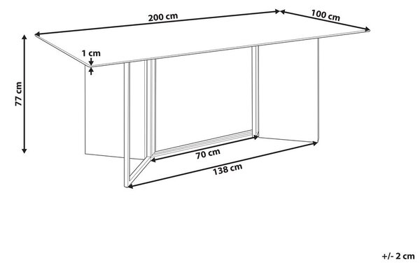 Étkezőasztal CALCIO Fehér márvány 200 cm 100 cm
