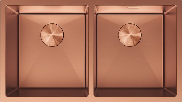 Mexen Binox, 2 rekeszes rozsdamentes mosogató 800 x 450 mm, szálcsiszolt réz, 6421802000-65