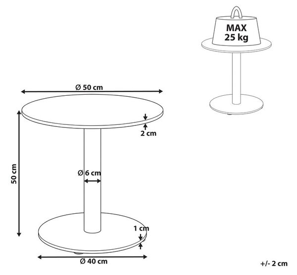 Kerti dohányzóasztal VITTUONE 50 cm 50 cm Fém Bézs
